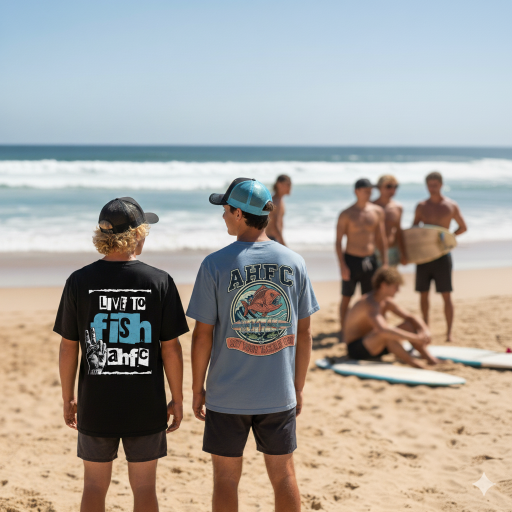 AHFC Live to Fish T-Shirt - Retro Skate Fishing Apparel
